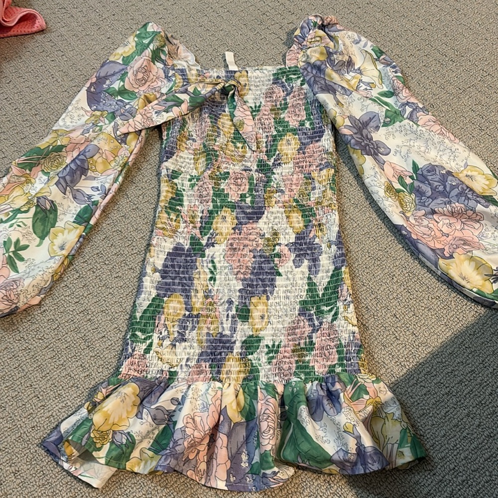 70/21 smocked floral mini dress